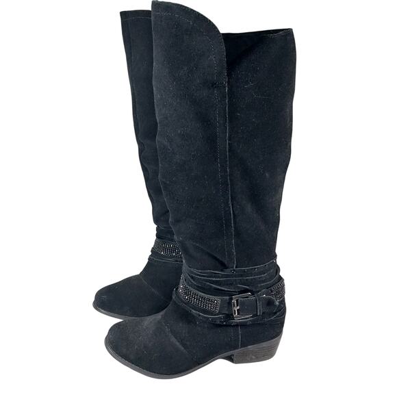 NAUGHTY MONKEY! BLACK GENUINE LEATHER WESTERN TRIPLE ANKLE WRAP BOOTS! SZ 7.5M - Picture 1 of 10